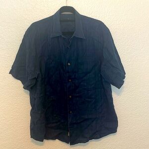 Tommy Bahama navy blue linen button up